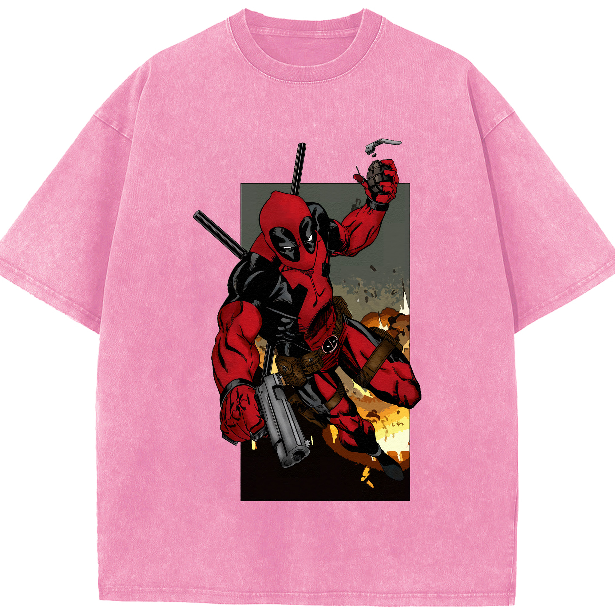 （画像用） Deadpool デッドプール 綿100% ヴィンテージ風 半袖Tシャツ（フロントプリント）